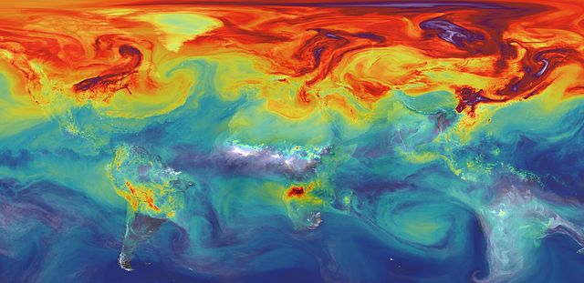 Atmospheric carbon dioxide levels in 2012. Source: NASA
